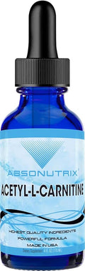 Absonutrix Acetyl L-Carnitine 593mg per Serving 200 Potent Servings Quick Absorption Liquid Drops Gluten-Free Third-Party Tested GMP-Certified Non-GMO Made in USA