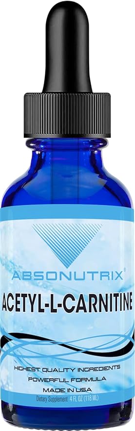 Absonutrix Acetyl L-Carnitine 593mg per Serving 200 Potent Servings Quick Absorption Liquid Drops Gluten-Free Third-Party Tested GMP-Certified Non-GMO Made in USA
