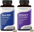 LifeSeasons Rest-ZZZ + Immuni-T Bundle – Natural Sleep &amp Immune Support – Fall Asleep &amp Stay Asleep Boost Immunity &amp Defend Against Cold &amp Flu – Melatonin Chamomile – 60 Capsules &am