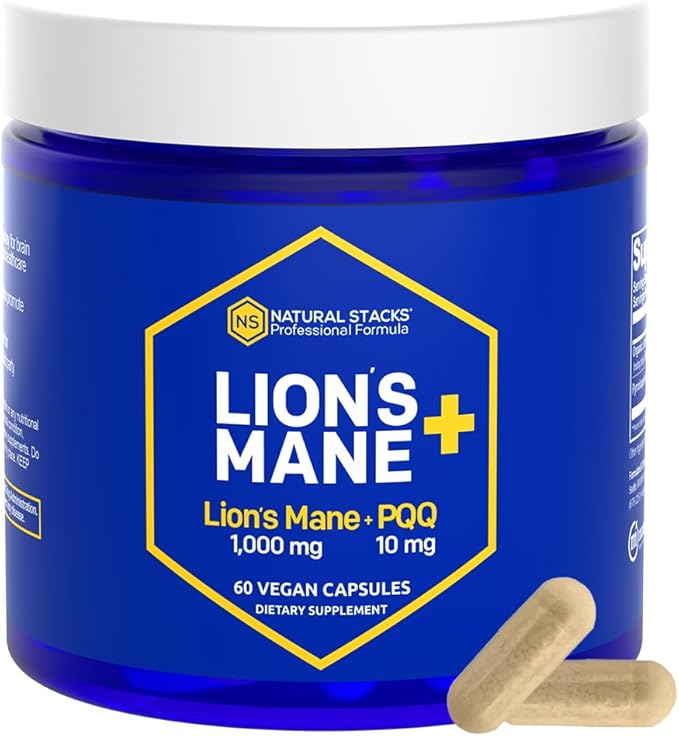 NATURAL STACKS Magtech Magnesium + Lions Mane Supplement Bundle - Supports Cognitive Function Brain Health &amp Relaxation* - 240 Total Capsules
