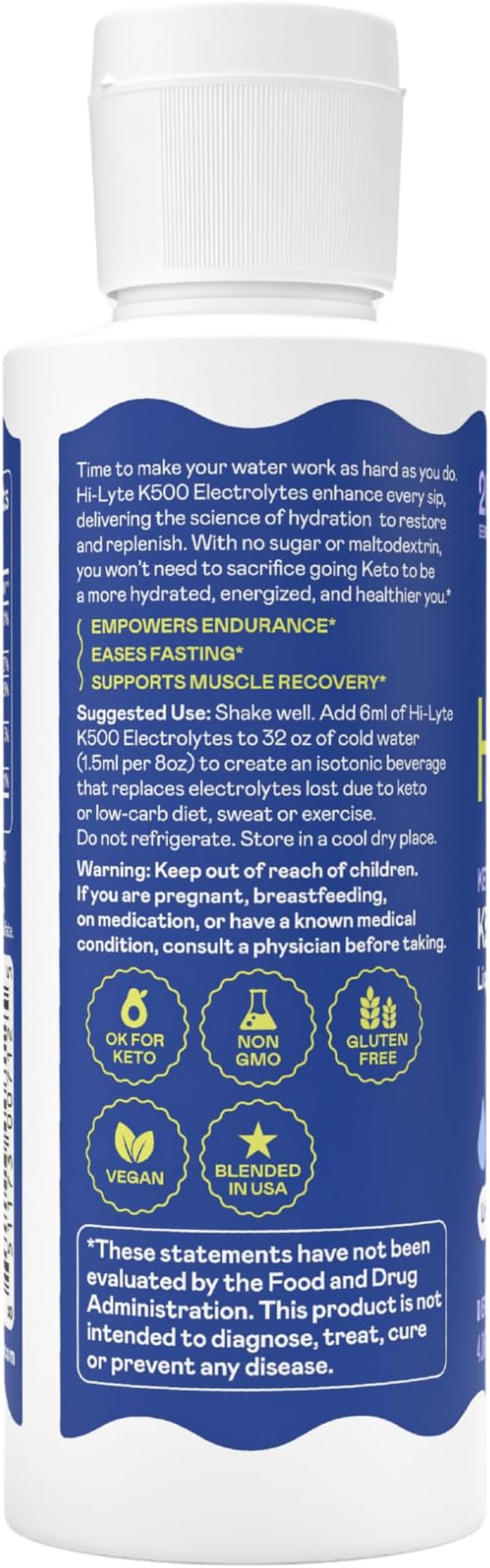 Hi-Lyte K500 Keto Electrolytes Liquid Drops Unflavored 20 Servings