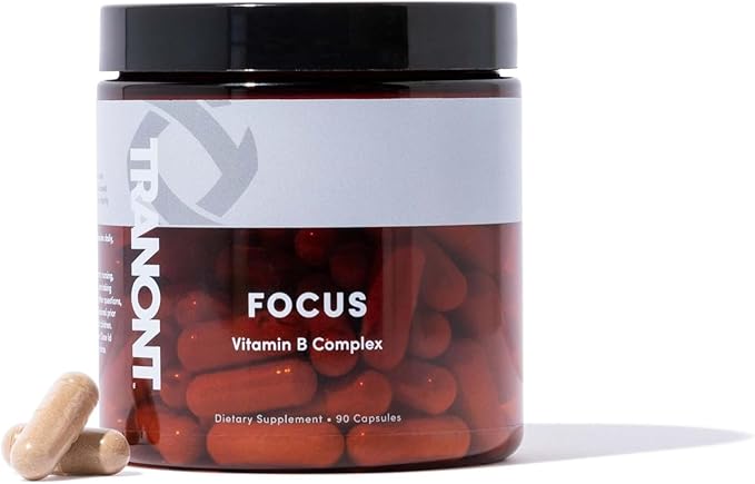 Tranont Focus Vitamin B Complex - Enhance Mental Clarity Energy and Immune Health with Natural Supplements Green Tea &amp Lion's Mane Mushroom Supplement - Vegan Gluten-Free - 90 Capsules