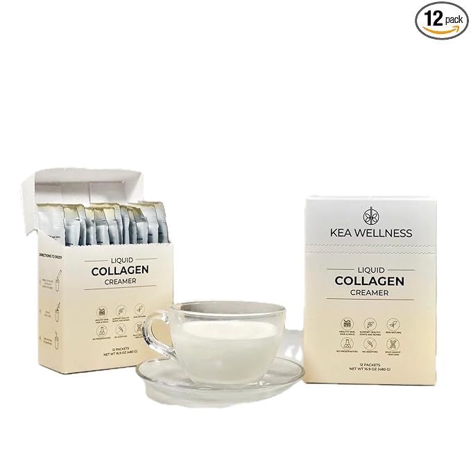 All-Natural Liquid Collagen Coffee Creamer – Premium Bovine &amp Marine Peptides (Types I II III) for Hair Skin Nails Bones &amp Joints – Hydrolyzed Single-Serve 12-Pack – Boost Health &amp