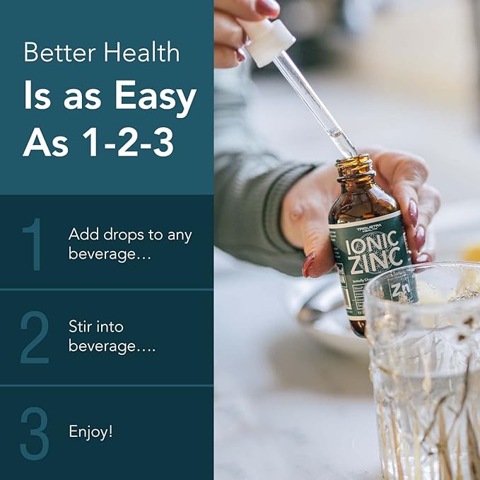 Ionic Liquid Zinc – 8 Month Supply Adjustable Dosing for Adults – High Absorption Vegan Glass Bottle – Supports Immune System Brain &amp Thyroid Health – Essential Mineral Supplement (2 oz)