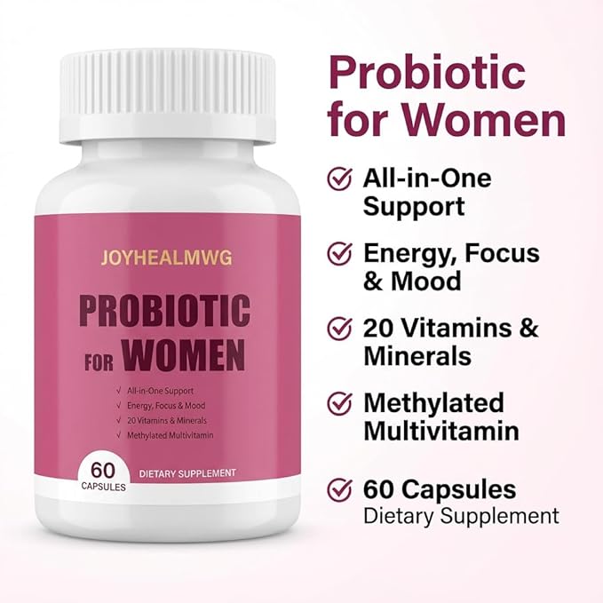 PROBIOTICS Women Allin-One supportEnergy Focus &amp Mood20 Vitamins &amp MineralsMethylated Muttivitamin 60 Capsules