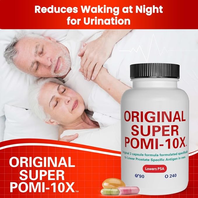 Orignal Super POMI 10X Prostate Supplements for Men - Herbal Formula with Pomegranate Turmeric and Green Tea - Supports Prostate Function and Promotes Urinary Comfort - 90 Count