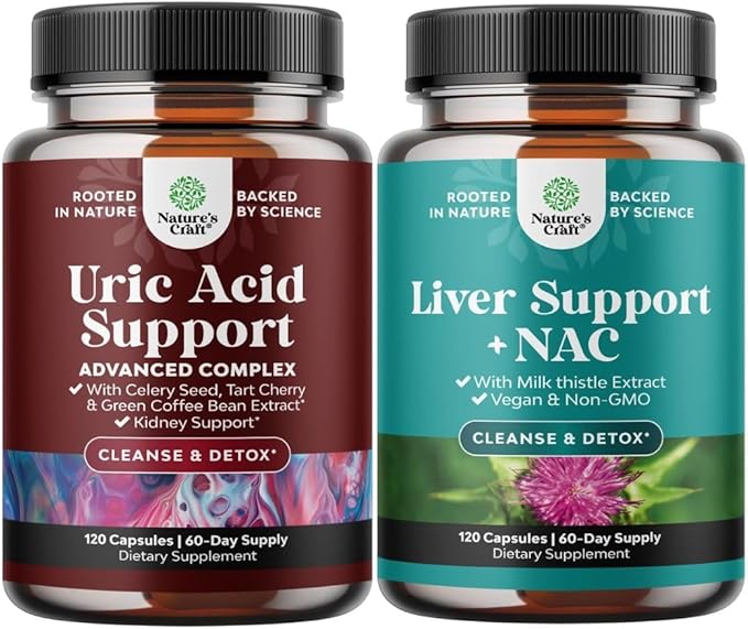Bundle of Uric Acid Cleanse &amp Detox - Green Coffee Beans with Turmeric Tart Cherry &amp Celery Seed &amp Liver Support NAC Supplement with Milk Thistle Extract N Acetyl Cysteine Artichoke Cholin