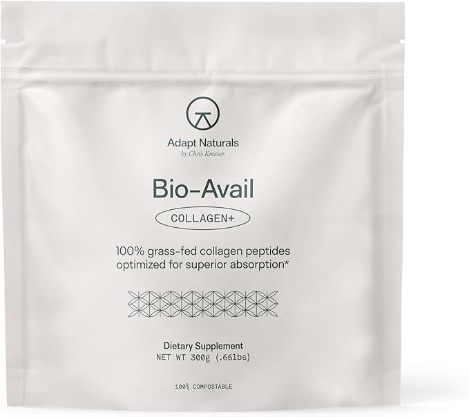 Adapt Naturals by Chris KRESSER Bio-Avail Collagen+ Grass Fed Collagen Peptides Optimized for Superior Absorption Naturally-Sourced Bio-Avail Collagen Supplements for Women and Men 30 Day Supply