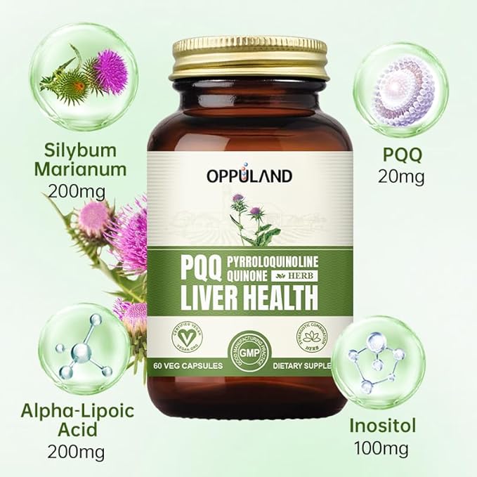 PQQ + Herbs Liver Supports-PQQ Liver Supplement-Pyrroloquinoline Quinone with Milk Thistle Extract for Liver Health-60 Veg Capsules