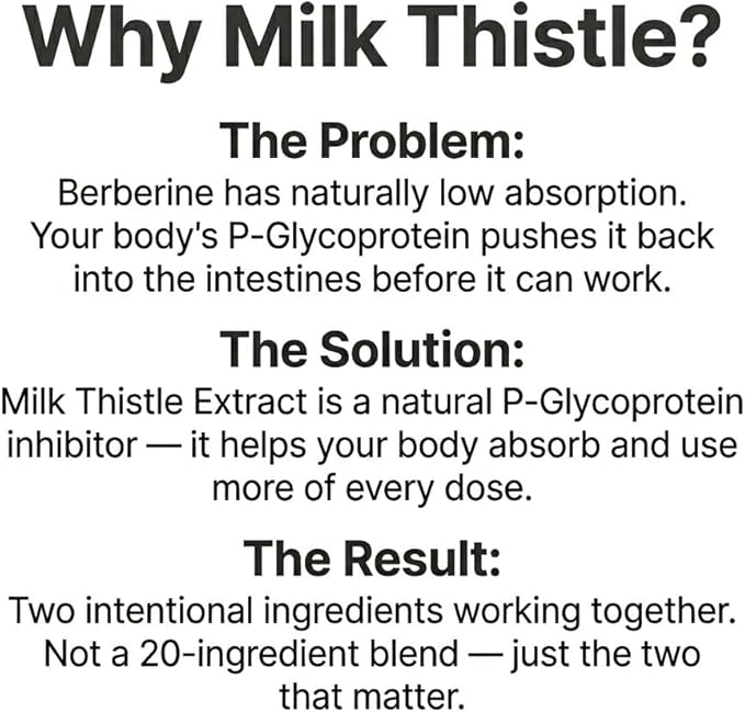 Berberine with Milk Thistle 500mg Formula HCL Complex Supplement with Silymarin for Better Absorption 90 Vegetarian Capsules 1 Bottle Overall Health Support