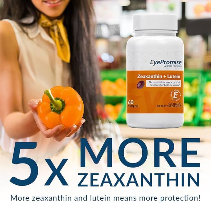 EyePromise Zeaxanthin + Lutein Eye Vitamin - 60 Softgels Capsules Made with Natural Ingredients for Diets Including Gluten Free and Vegetarian - Protect &amp Enhance Your Eye Health Completely