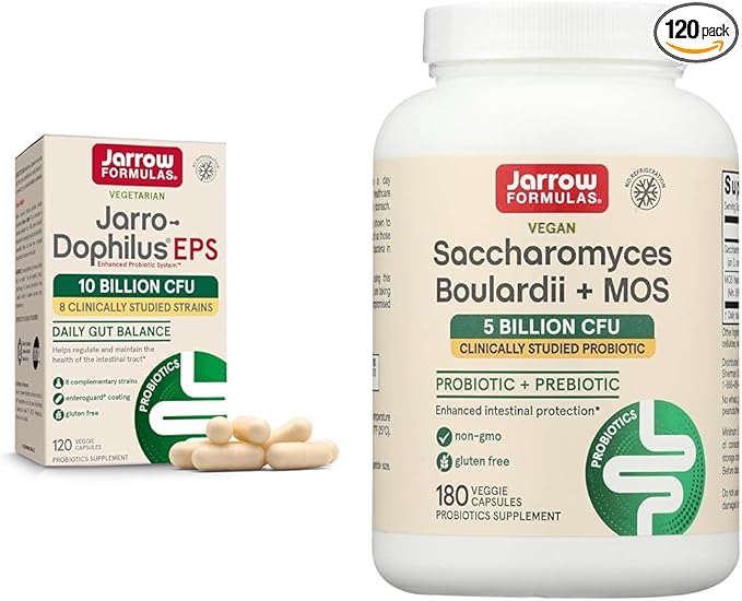 Jarrow Formulas Jarro-Dophilus EPS Probiotics 10 Billion CFU Saccharomyces Boulardii Probiotics + MOS 5 Billion CFU Probiotic Yeast