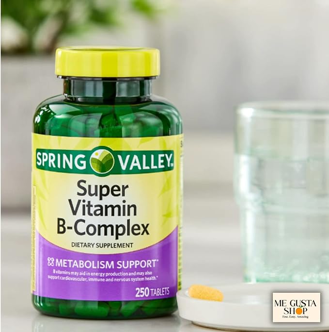Spring Valley Super Vitamin B Complex Tablets Dietary Supplement 250 Count Pack of 02 + me Gusta Sticker