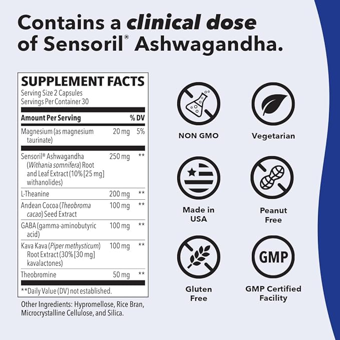LifeSeasons Anxie-T Plus - Extra Strength with Sleep Support - Supports Mood &amp Mental Focus - Feel Calm &amp Relaxed - Eases Tension &amp Nervousness Ashwagandha Kava GABA &amp L-Theanine -