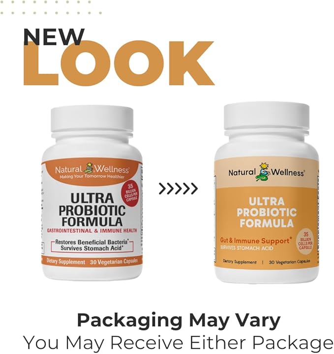 Natural Wellness Ultra Probiotics – 35 Billion CFUs with Prebiotics – Probiotics for Women &amp Men for Digestive Health Gut Balance &amp Immune Support – High Potency Shelf-Stable 30-Day Supply