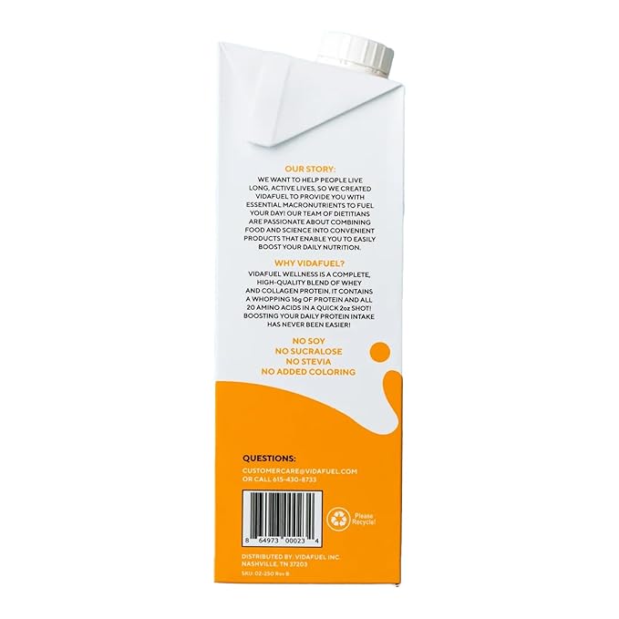 Vida fuel Wellness Protein Oral Supplement Citrus Burst Flavor 32 oz Reclosable Carton 6 Ct