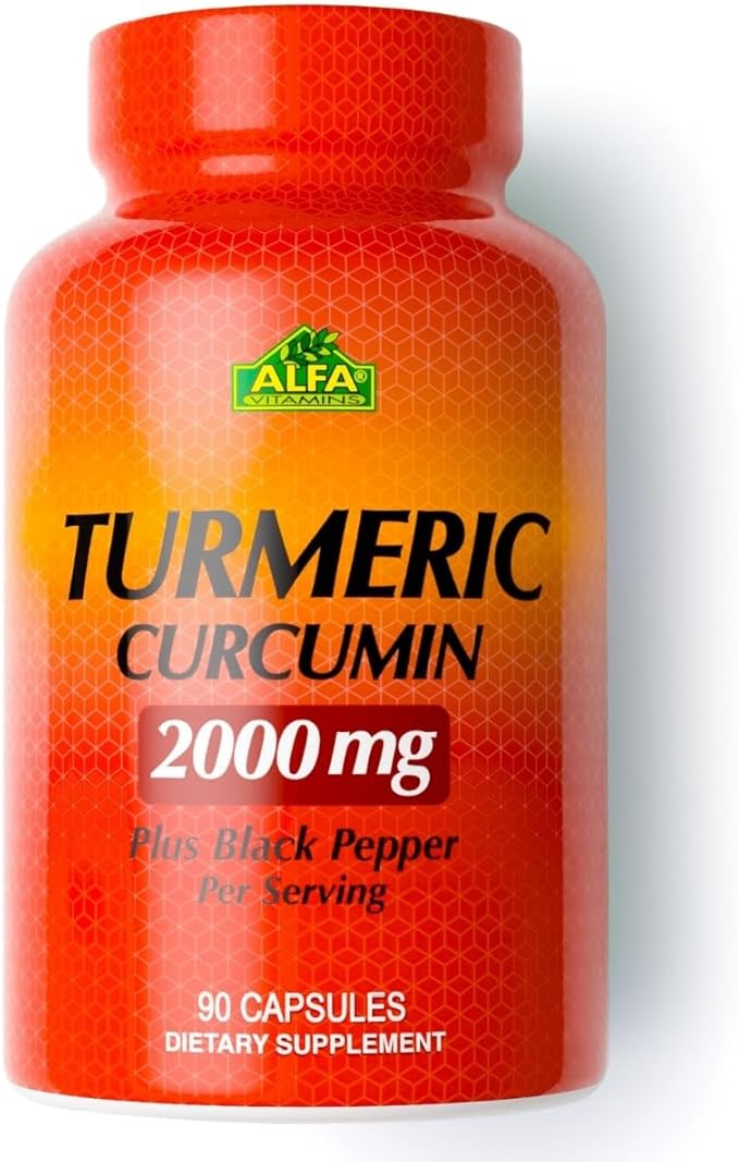 ALFA VITAMINS Curcumin Turmeric with Black Pepper Dietary Supplement That Supports Joint Health &amp Cardiovascular Wellness Enhanced Formula with Piper Nigrum for Improved Absorption 90 Capsules
