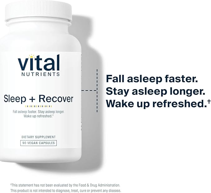 Vital Nutrients Sleep + Recover - Vegan Supplement - Sleep Support - Melatonin Ashwagandha &amp L-Theanine - Gluten Dairy &amp Soy Free - 90 Capsules