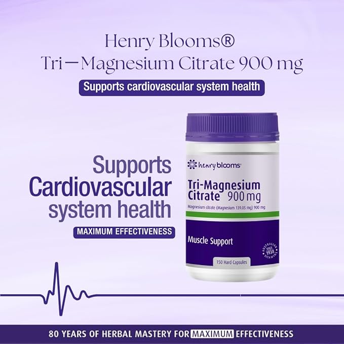 Henry Blooms Tri-Magnesium Citrate 900mg 150 Capsules Bulk Pack