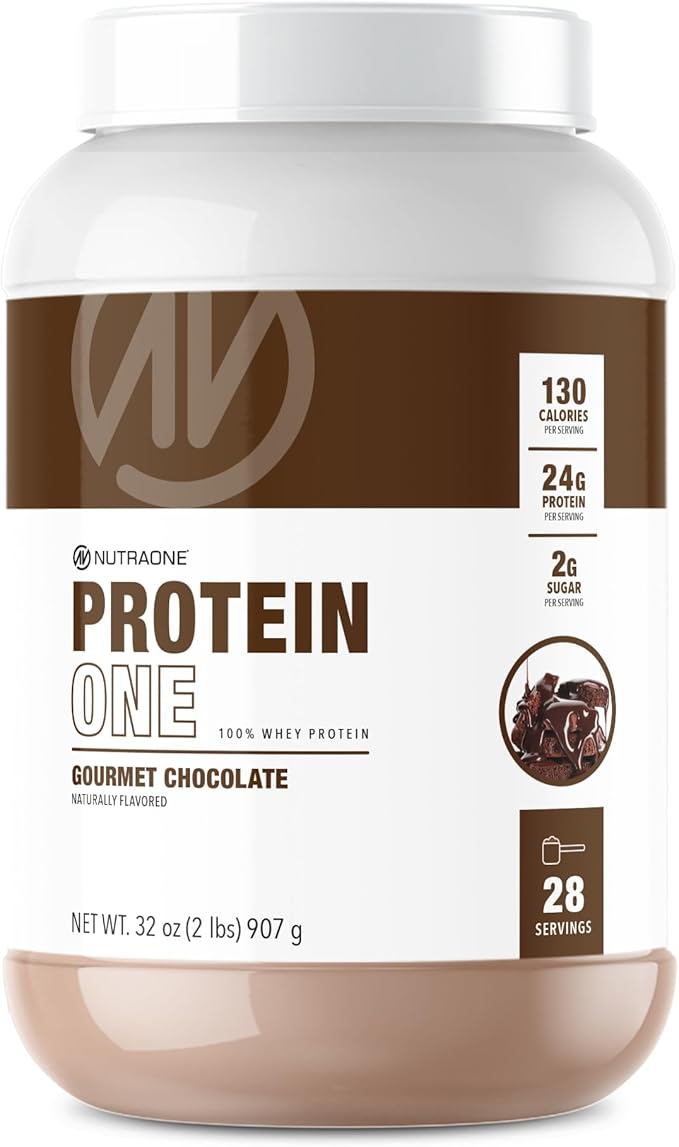 NutraOne ProteinOne Whey Protein Promote Recovery and Build Muscle with a Protein Shake Powder for Men &amp Women (Gourmet Chocolate 2 LB)