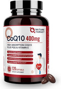 NATURE TARGET CoQ10-400mg Plus PQQ with Vitamin E &amp Organic Olive Oil - Coenzyme-Q10 with BioPerine - High Absorption Antioxidant-for-Heart-Health and Energy Production120 Servings