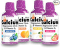 Bluebonnet Nutrition Liquid Calcium Citrate Magnesium Citrate Vitamin D3 Bone Health - Bundle of Orange Blueberry Lemon and Strawberry Flavor 4 Bottle of 16 Fl Oz Each (64 Fl Oz Total)
