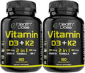 Health Dose Vitamin D3 10000 IU + K2 (MK7) Supplement 2-in-1 Formula Immune Support a Healthy Mood Heart Joint Teeth Bone Health Calcium Absorption 180 softgels. (2)