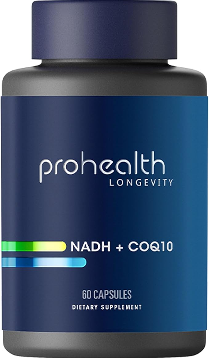ProHealth NADH + CoQ10 - Boost NAD+ | 60 Day Supply | Pure NADH 25 mg CoQ10 100 mg | 60 Acid Resistant Capsules | Energy | Focus | ATP Production