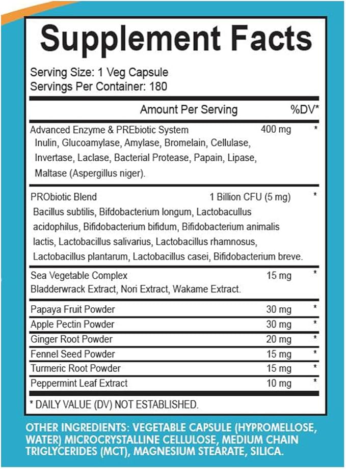 H4U Advanced Digestive Enzymes: an Ultimate Health Solution with Probiotics Prebiotics and Enzymes for Both Women and Men. Vegetarian Digestive Enzyme Supplement (180 - Count)