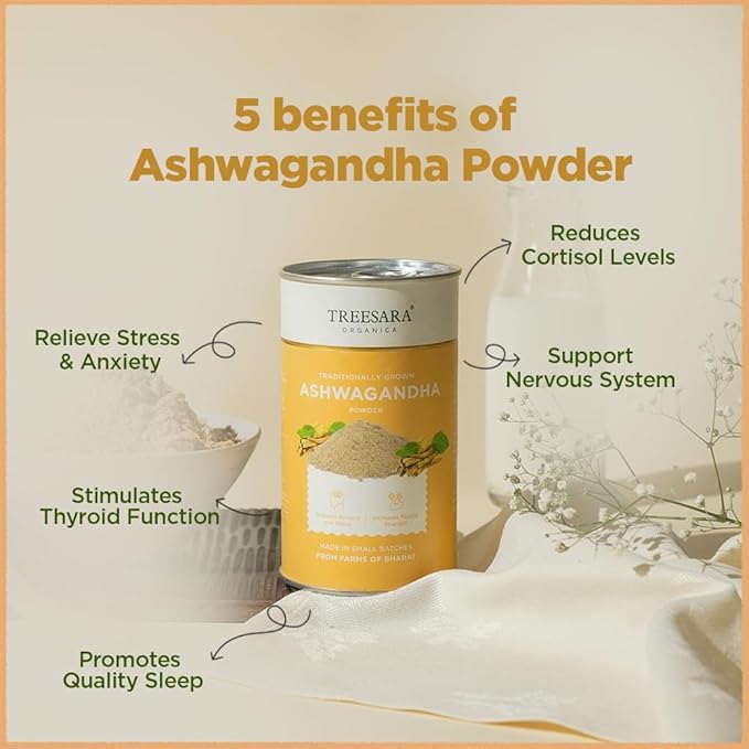 Organic Ashwagandha Root Powder Non-GMO Natural Ayurvedic Herbal for Immunity Bost Indian Ginseng High in Fiber and Low in Calories (3.5 Ounce)