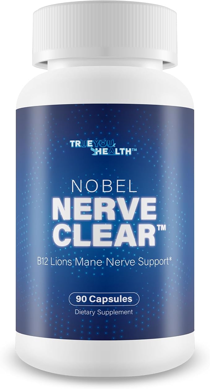 Nobel Nerve Clear - Advanced Nerve Support Supplement - Lions Mane Mushroom Magnesium &amp Vitamin B12 Complex For Nerves - B Vitamins For Nerve Repair - Magnesium Supplement For Nerves And Sleep