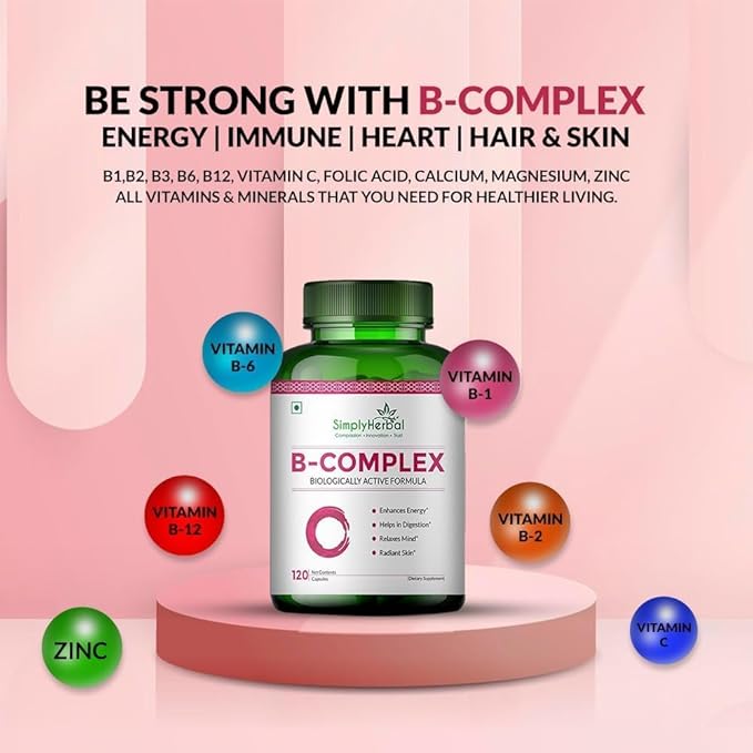 Vitamin B Complex Capsules for B12 Supplement for Hair Growth Metabolism &amp Support Healthy Brain Function (120 Capsules)