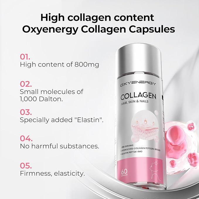 OxyEnergy NAD Supplement 1550 mg &amp Collagen Peptides 800 mg