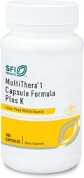 Klaire Labs SFI Health MultiThera 1 Plus K Iron-Free Multivitamin &amp Multimineral Capsule Formula with Vitamin K1 &amp K2 - High Potency with Active Folate No Iron (180 Capsules)