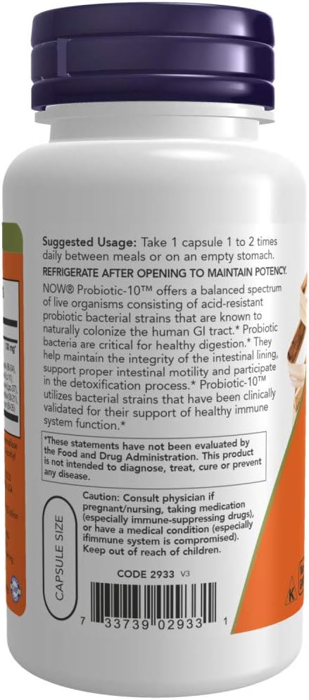 NOW Foods Probiotic-10 25 Billion100 Veg Capsules