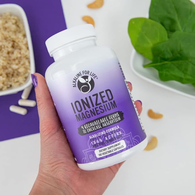 Alkaline for Life Ionized Magnesium Glycinate Citrate Ascorbate Supplement 4 Forms Alkalizing Magnesium Complex for Absorption Bone Muscle &amp Sleep Support Professional Grade Non-GMO 60 Capsule