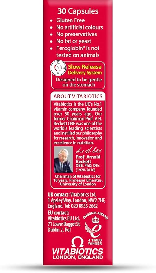 (Pack of 4) UK's Feroglobin Capsules | Gentle Iron - Reduce Tiredness &amp Fatigue