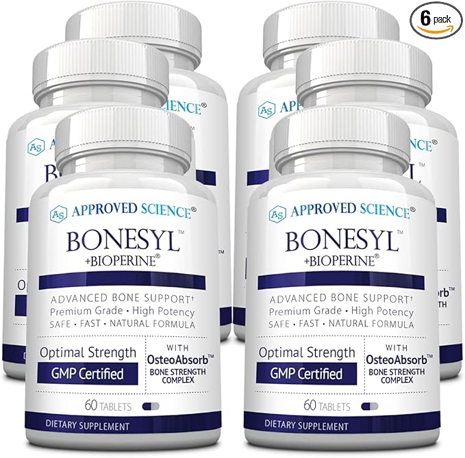 Approved Science Bonesyl - Strengthen Bones Limit Bone Density Loss - Maintain Overall Bone Health - K2 BioPerine and Magnesium - 360 Tablets - Vegan - Made in USA