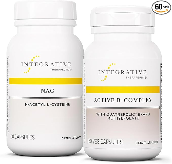 Integrative Therapeutics Bundle with Active B-Complex 60 Capsules &amp NAC 60 Capsules - Active B-Complex to Support Energy Metabolism* - NAC to Support Healthy Respiratory &amp Lung Function*