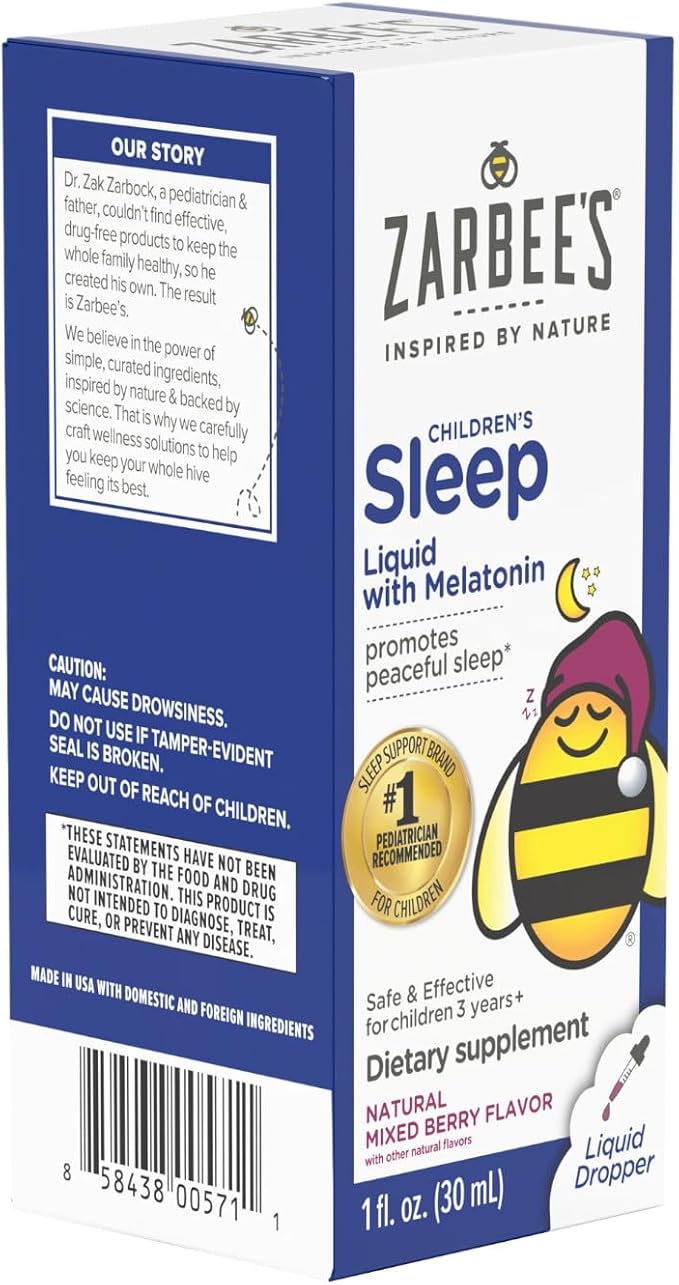 Zarbee's Naturals Children's Sleep Liquid with Melatonin Natural Berry Flavor - 1 oz Pack of 2