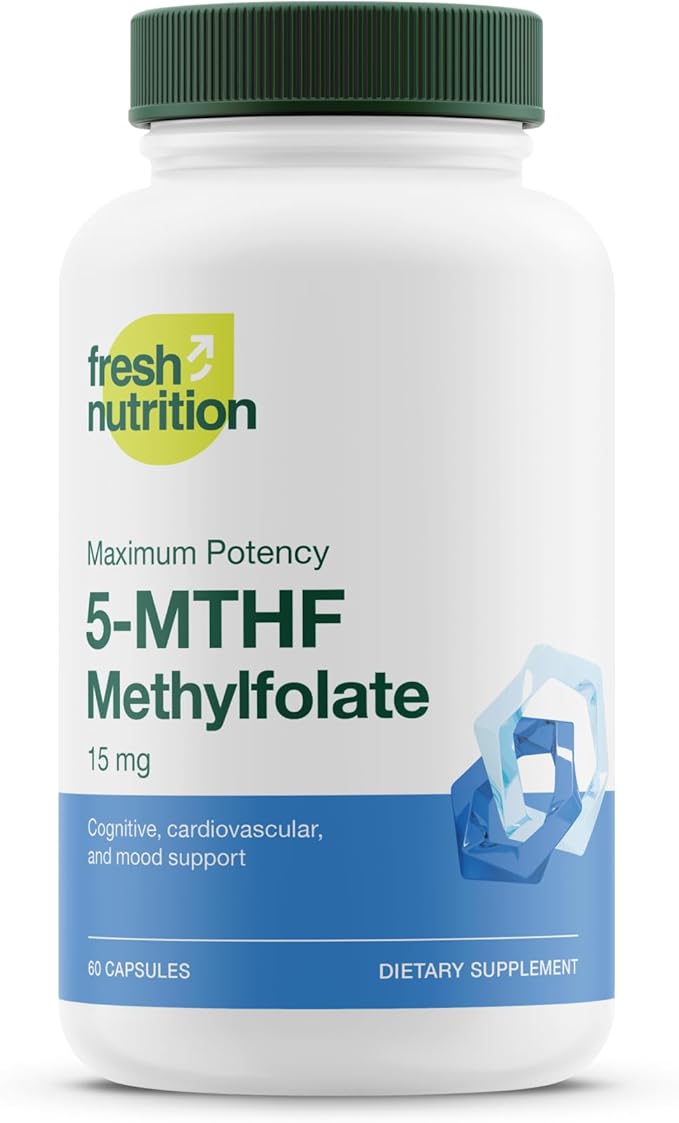 L Methylfolate 15mg - Maximum Potency - Active Vitamin B9 Superior Bioavailability - 5-MTHF Methyl Folate for Mood Cognition Immunity Cardiovascular Neurological Reproductive Health - 60 Capsules