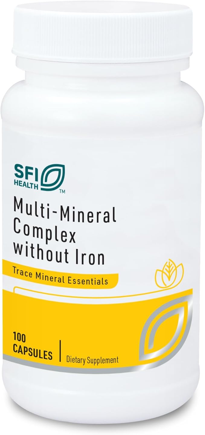 Klaire Labs SFI Health Multi-Mineral Complex Without Iron - Broad Spectrum &amp Hypoallergenic Essential Trace Mineral Blend with Copper &amp Zinc Iron-Free (100 Capsules)