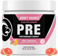 Honey Badger Pre Workout Powder Keto Vegan Preworkout for Men &amp Women Beta Alanine &amp Caffeine Sugar Free Natural Energy Supplement Pink Lemonade 30 Servings