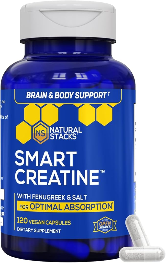 NATURAL STACKS Dopamine Brain Food + Creatine Monohydrate Bundle - Supports Mental Drive &amp Brain Health* - Advanced Absorption Formula - 180 Total Capsules