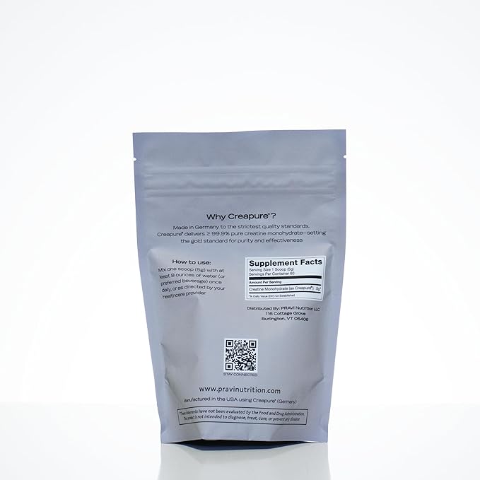 Creapure Creatine Monohydrate - 5g Pure Micronized Creatine Per Serving - Made in Germany - Supports Strength Power Endurance Recovery and Brain Health - 300g - 60 Servings