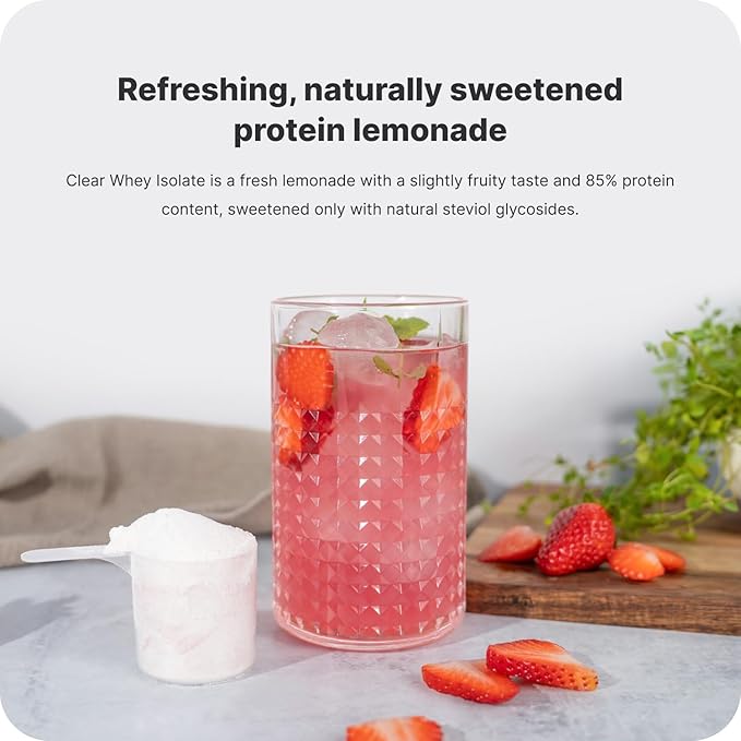 Clear Whey Isolate Fresh Fruity Protein Flavour Sweetened with Stevia Over 85% Protein Natural Ingredients No Artificial Flavours and Dyes (17.64 g Lemon Splash)