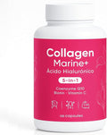 Hydrolyzed Marine Collagen + Hyaluronic Acid Formula – 5-in-1 Beauty &amp Wellness Blend with CoQ10 Biotin &amp Vitamin C – Vegan Friendly Non-GMO 150 Capsules
