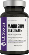 LES Labs Magnesium Glycinate – Supports Restful Sleep Heart Health Stress Relief Metabolism Nerve &amp Muscle Function Gentle on The Digestive System – Non-GMO Supplement – 120 Capsules