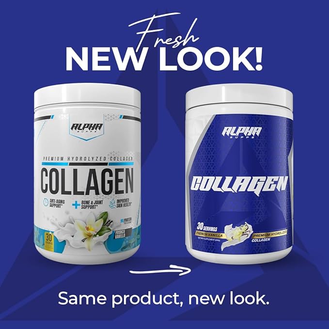 Alpha Supps Premium Hydrolyzed Collagen Protein Powder - Collagen Peptides Supplement for Men &amp Women with Digestive Enzymes - 30 Servings (Unflavored)