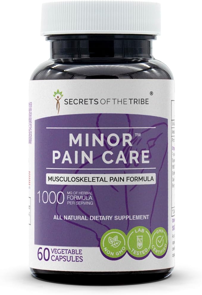Secrets of the Tribe - Minor Pain Care Musculoskeletal Pain Formula Herbal Supplement Blend (60 Capsules)
